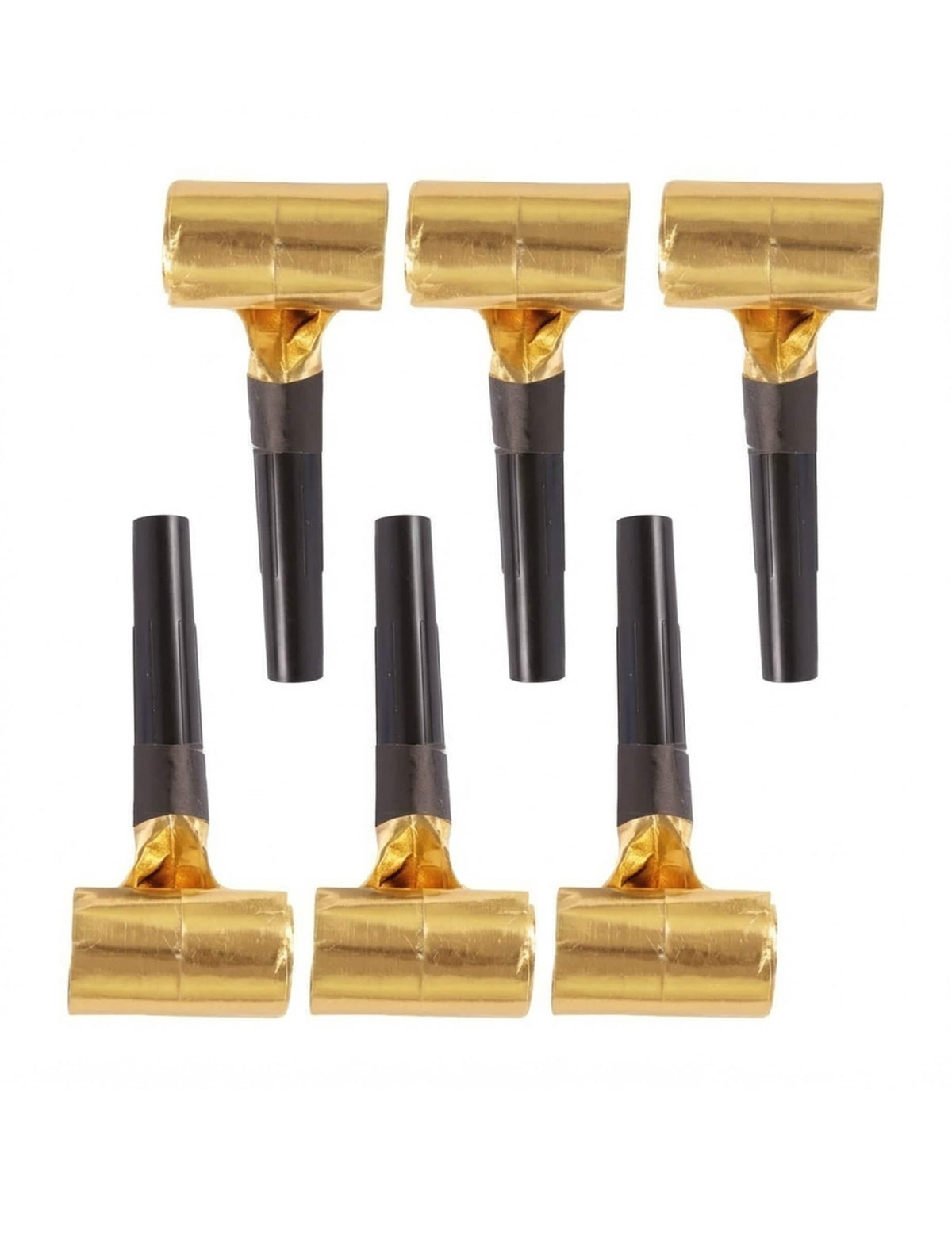 Party-Tröten für die Feier Schwarz und Gold, 6er-Pack