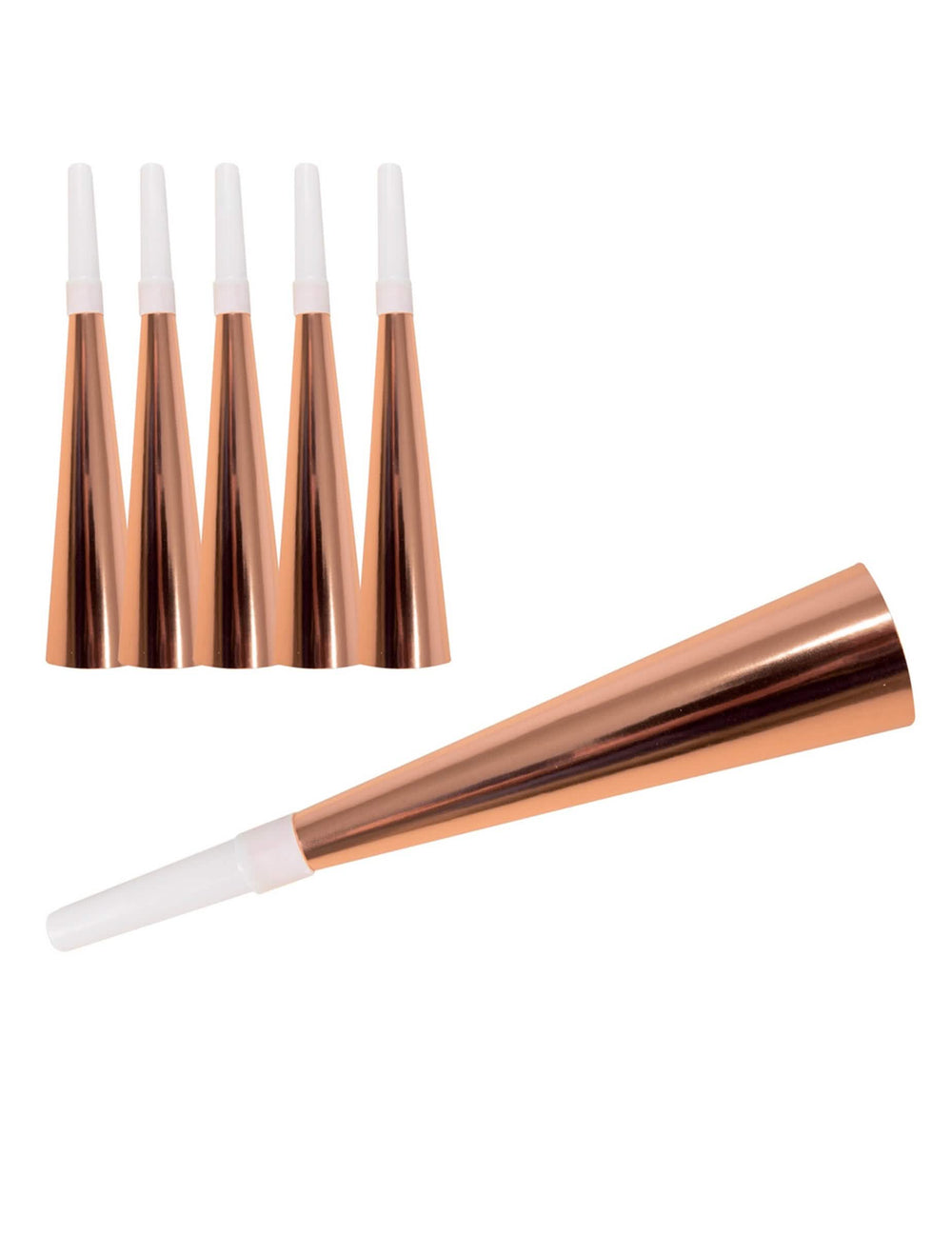 Trompettes en carton rose gold pour fête rose gold métallisé