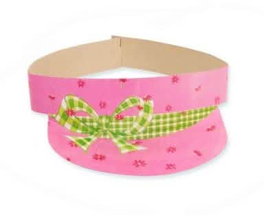 Visière cartonnée Mon poney pour fille rose avec motif nœud vert