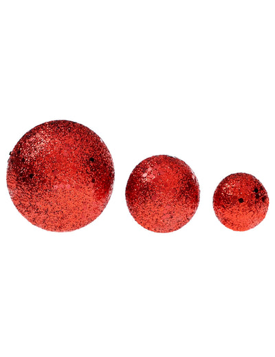 7er-Set glitzernde Dekokugeln in Rot (3,5 bis 6,5 cm)