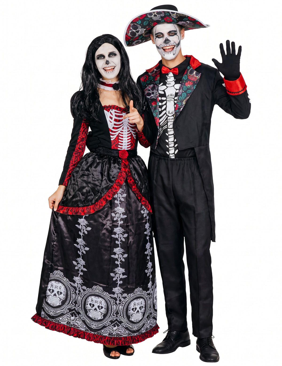 Skelett-Paarkostüm Set Dia de los Muertos für Erwachsene