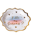 Assiettes en carton fille ou garçon pour baby shower rose bleu et or