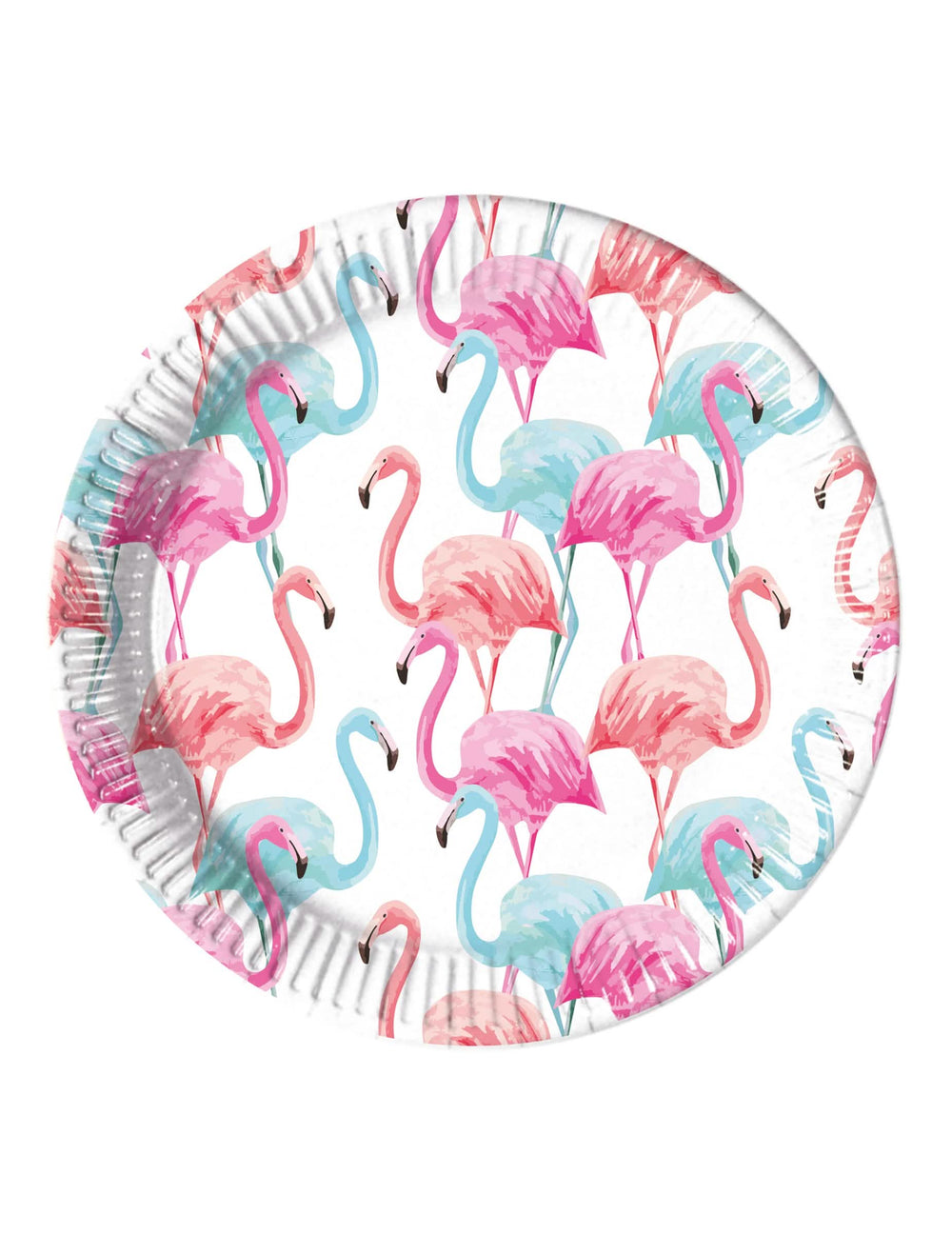 Assiettes en carton flamants colorés pour fête roses et bleus compostables