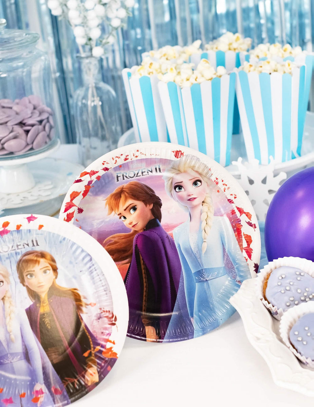 Buffet-Dekoration mit Papp-Tellern Elsa Frozen - Die Eiskönigin 2