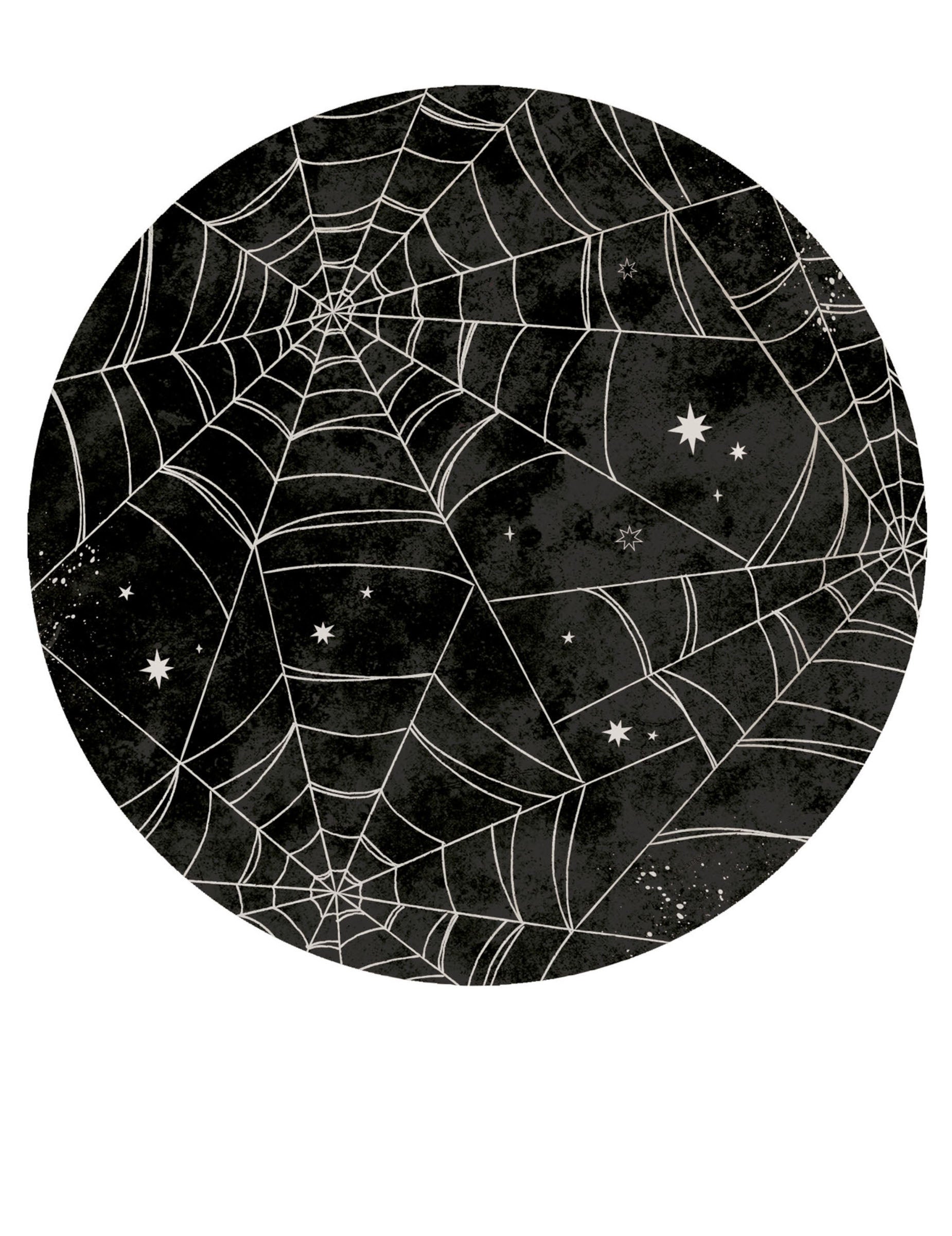 Assiettes en carton toile d'araignée pour Halloween noir et blanc avec étoiles