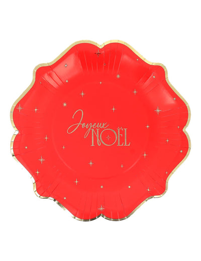 8 Pappteller Frohe Weihnachten rot & gold 23 cm