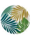 Assiettes en carton tropical chic pour fête avec motifs de feuilles vertes et dorées