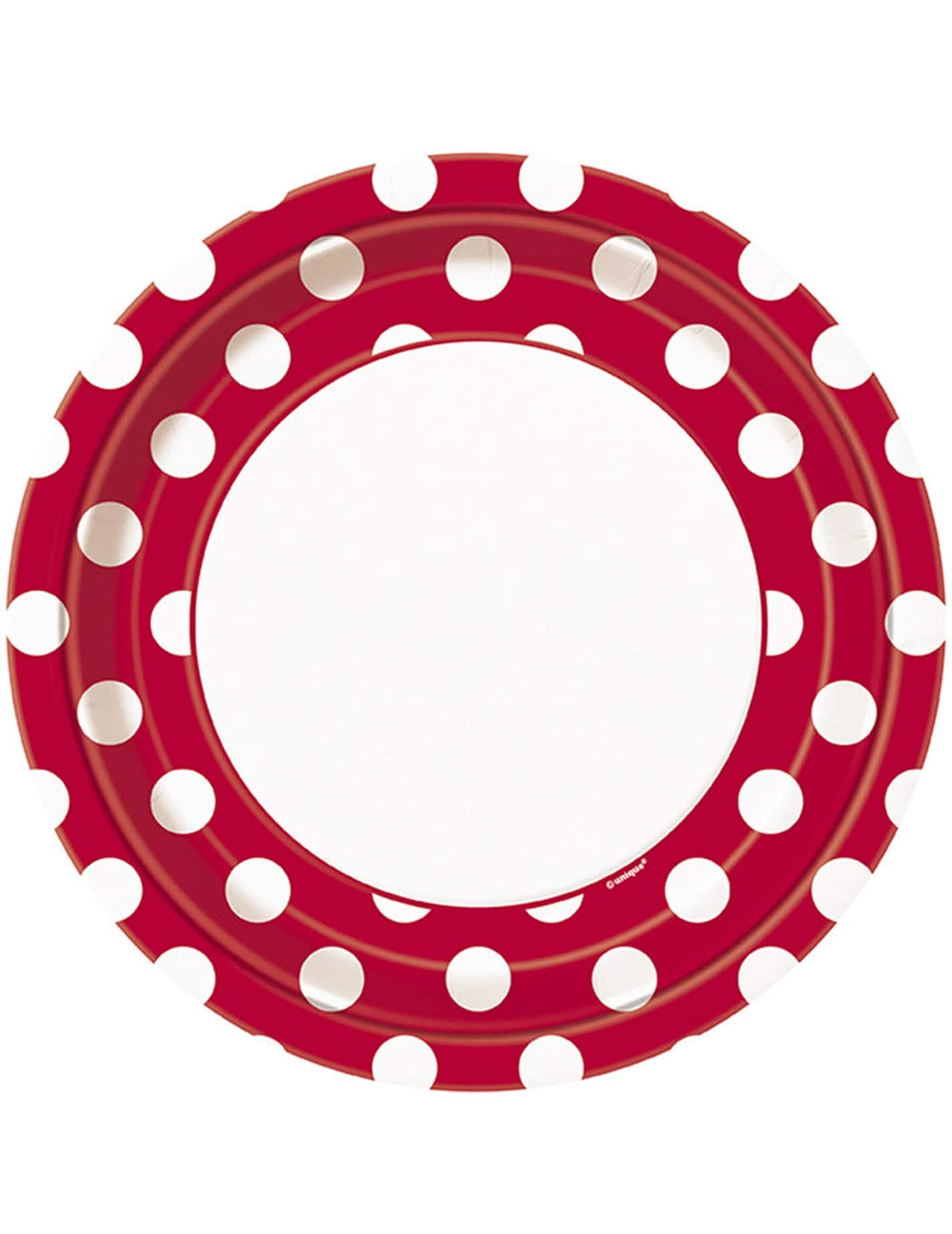 Assiettes en carton rouges à pois blancs pour fête