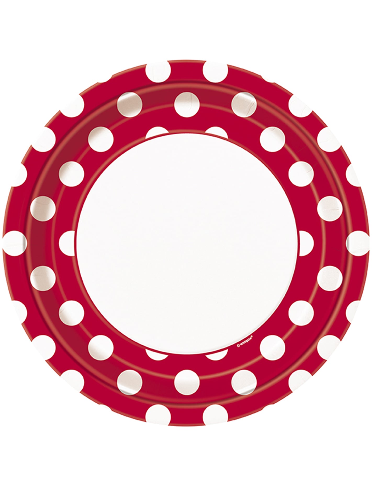 Assiettes en carton rouges à pois blancs pour fête