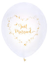 Mise en situation des ballons en latex Just Married pour mariage