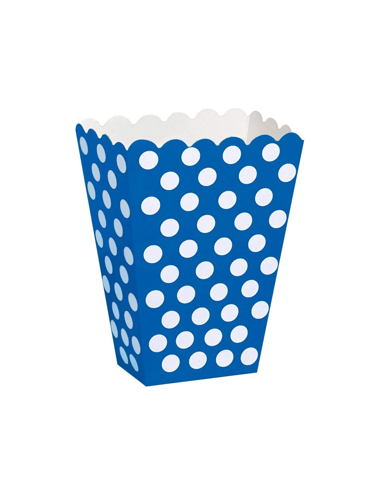 Popcornboxen mit weißen Punkten für die Party, blau aus Karton