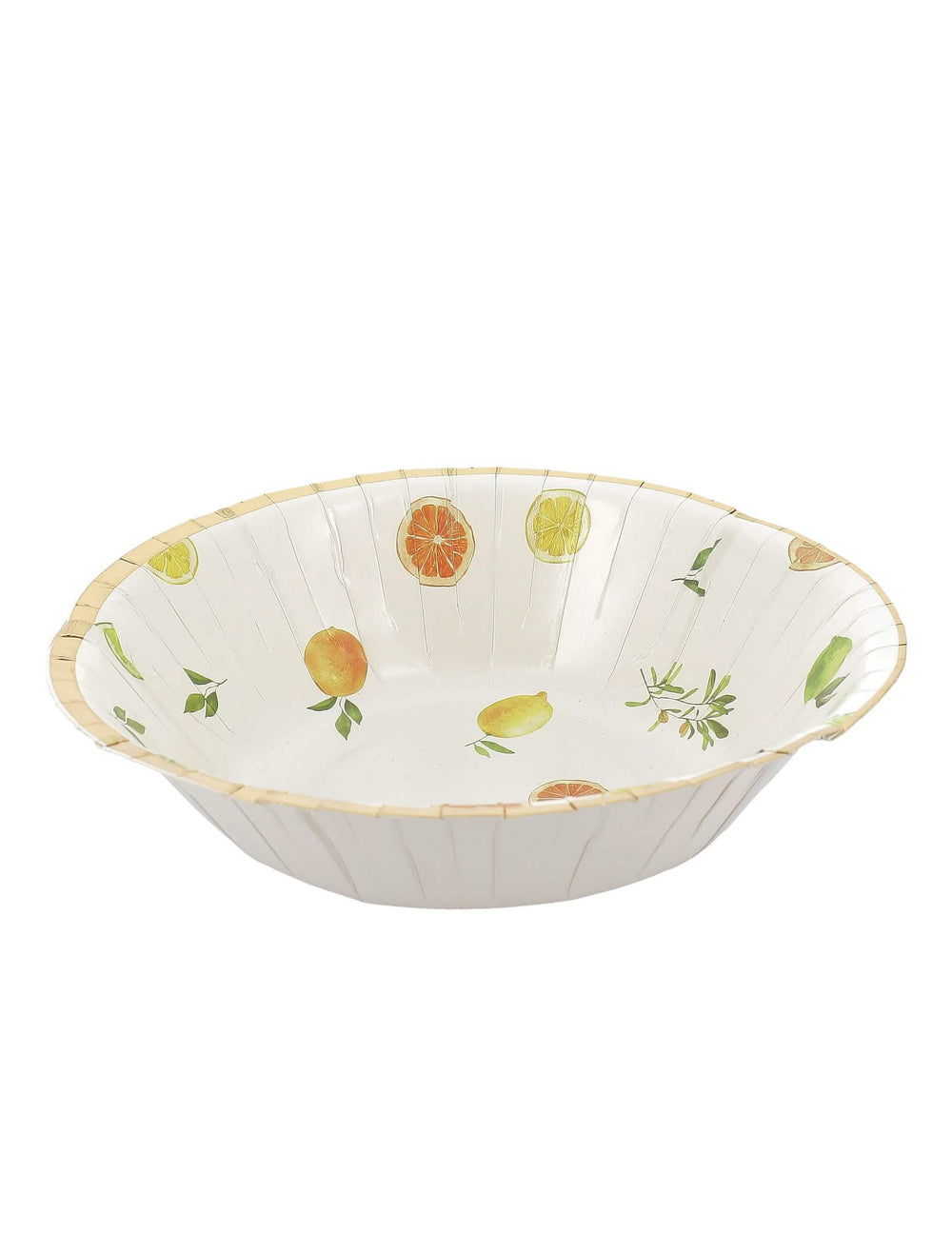 Bol en carton fizz agrume pour fête crème orange jaune et or décor fruité