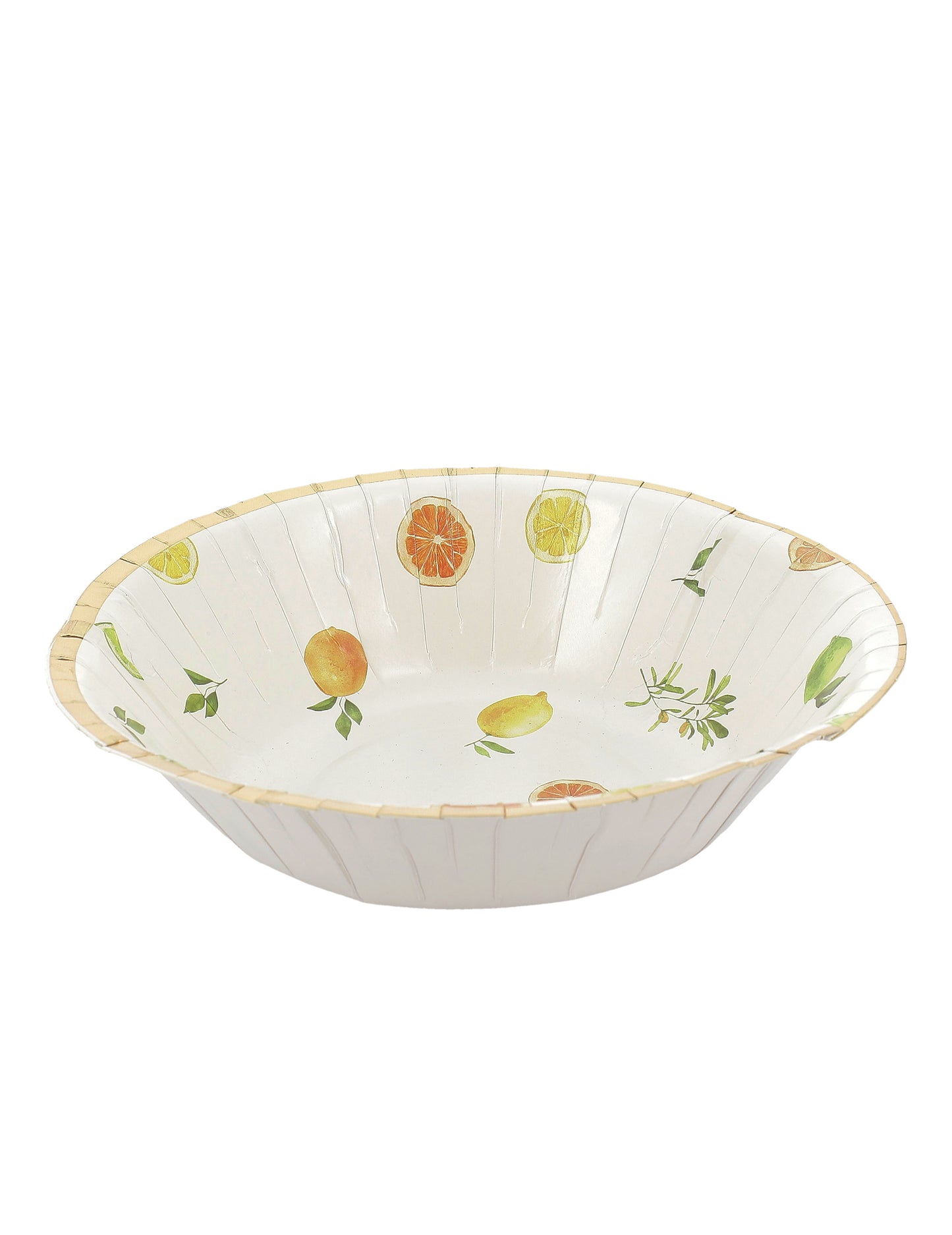 Bol en carton fizz agrume pour fête crème orange jaune et or décor fruité