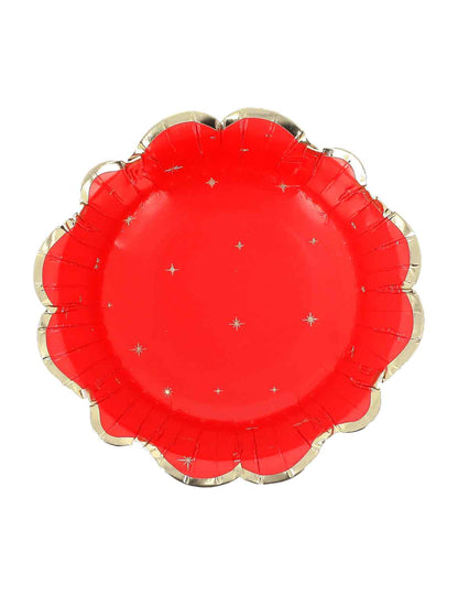 8 Weihnachtsschalen zeitlos rot-gold 13,5 cm