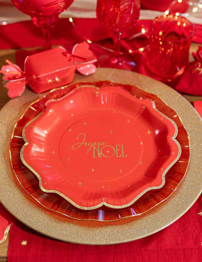 8 Weihnachtsschalen zeitlos rot-gold 13,5 cm