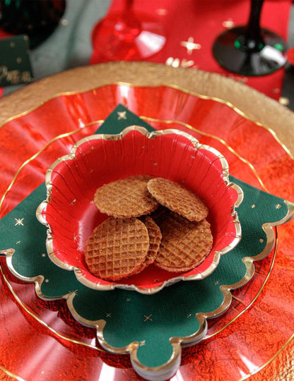 8 Weihnachtsschalen zeitlos rot-gold 13,5 cm