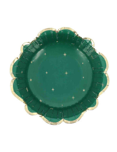 8 Weihnachtsschalen zeitlos dunkelgrün-gold 13,5 cm
