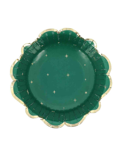 8 Weihnachtsschalen zeitlos dunkelgrün-gold 13,5 cm