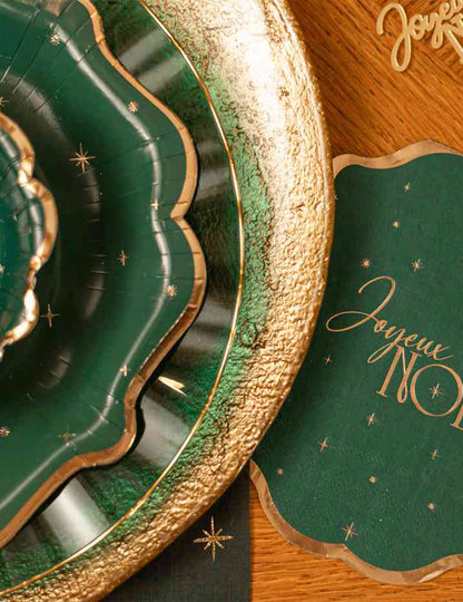 8 Weihnachtsschalen zeitlos dunkelgrün-gold 13,5 cm