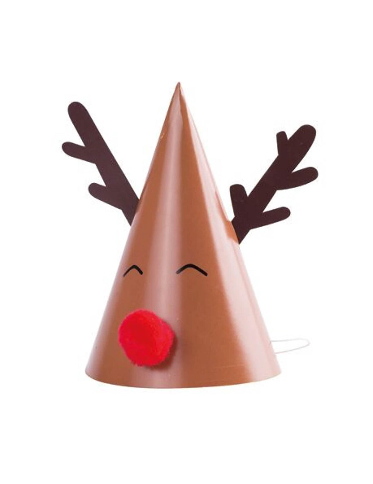 Inszenierung auf einem Tisch des Rudolph-Papphuts für Weihnachten