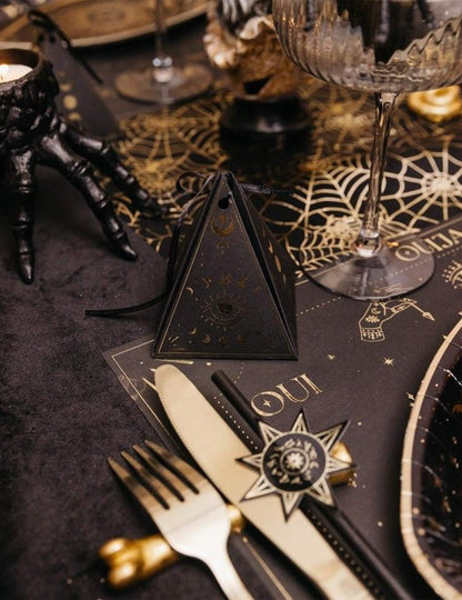 8 Papier-Schalen Cosmic Spirit, schwarz-gold, 8,5 × 6,7 cm