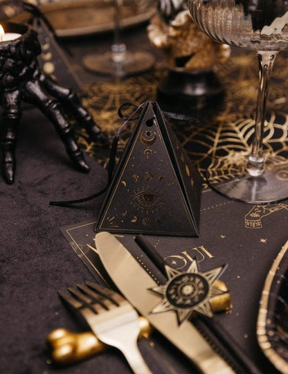 8 Papier-Schalen Cosmic Spirit, schwarz-gold, 8,5 × 6,7 cm