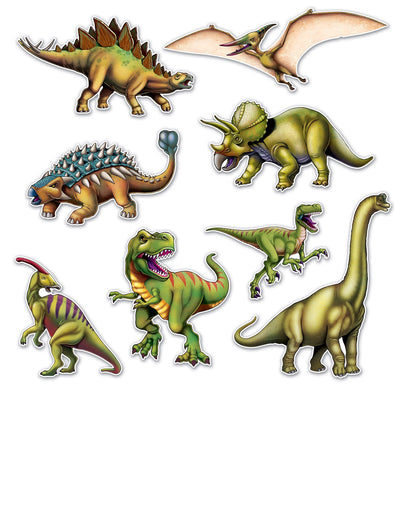 8 mehrfarbige Dinosaurier-Ausschnitte für Kinder aus Karton