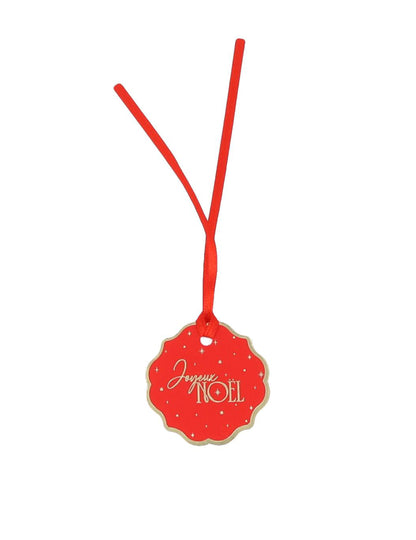 8 Geschenkanhänger Frohe Weihnachten klassisch Rot & Gold 4,5 cm