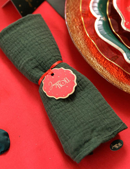 8 Geschenkanhänger Frohe Weihnachten klassisch Rot & Gold 4,5 cm
