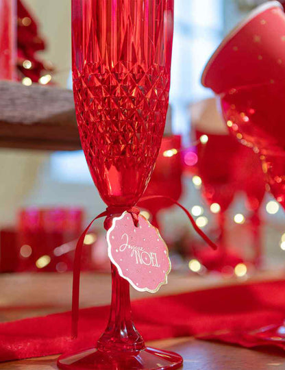 8 Geschenkanhänger Frohe Weihnachten klassisch Rot & Gold 4,5 cm