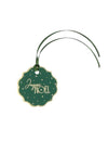 8 Geschenkanhänger Frohe Weihnachten Klassik Tannengrün Gold 4,5 cm