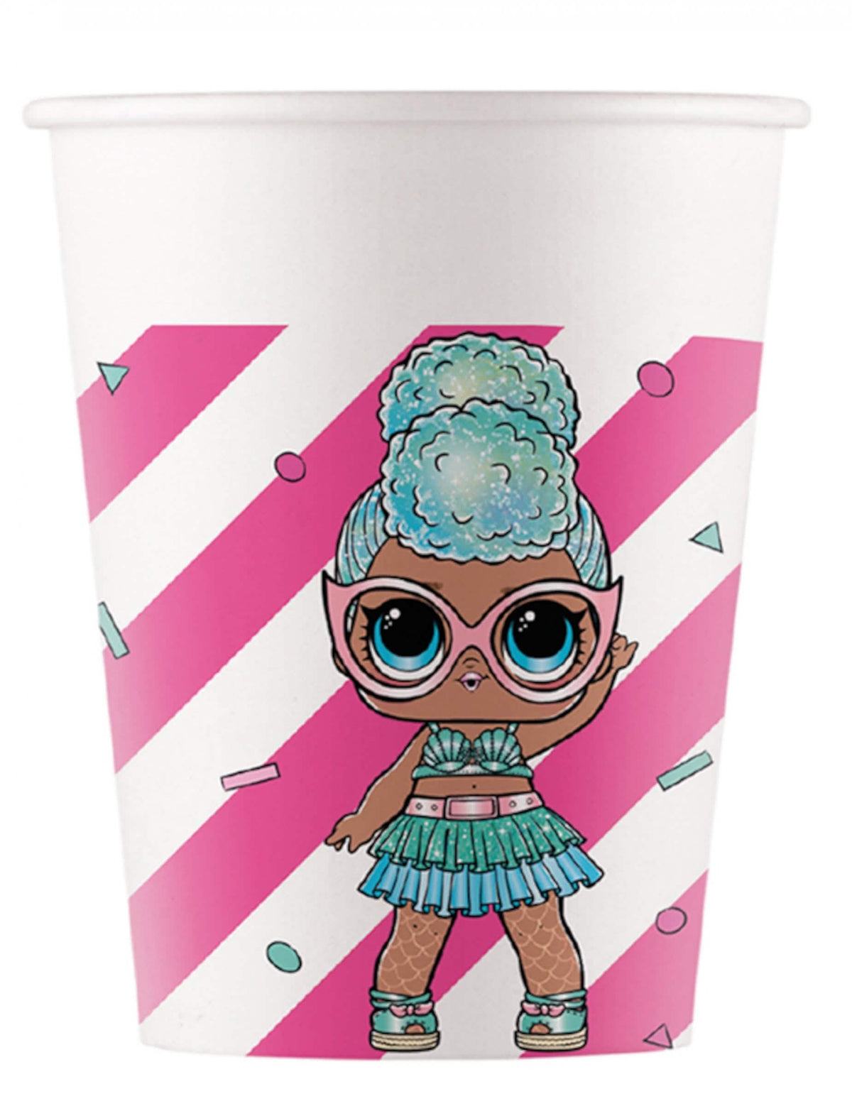 Pappbecher LOL für Kinder Weiß und Rosa, Pink mit Puppe