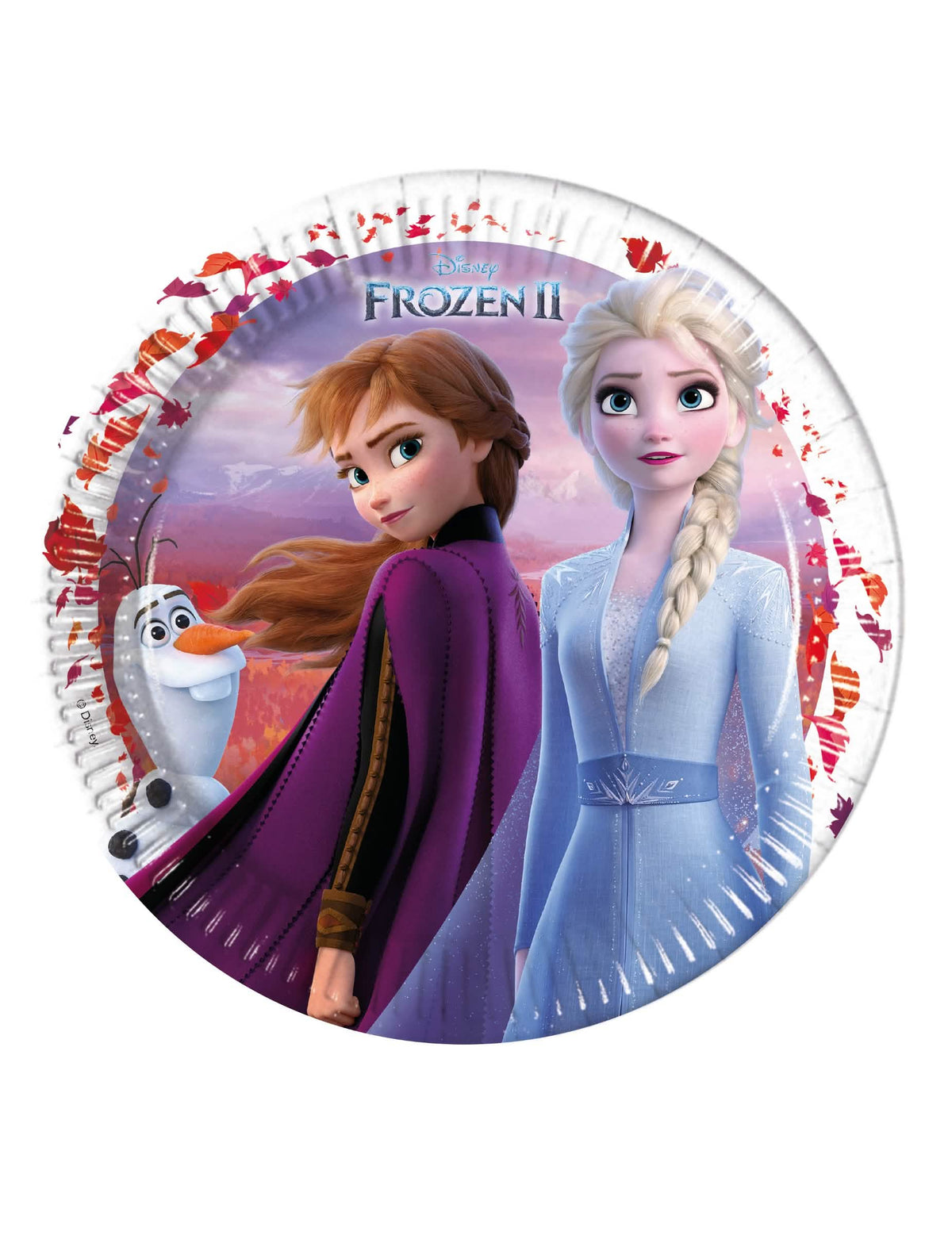 Teller aus Pappe Elsa Frozen - Die Eiskönigin 2 für Kinder mit Elsa, Anna und Olaf