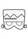 Masque en papier à colorier Halloween Frankenstein pour enfant blanc