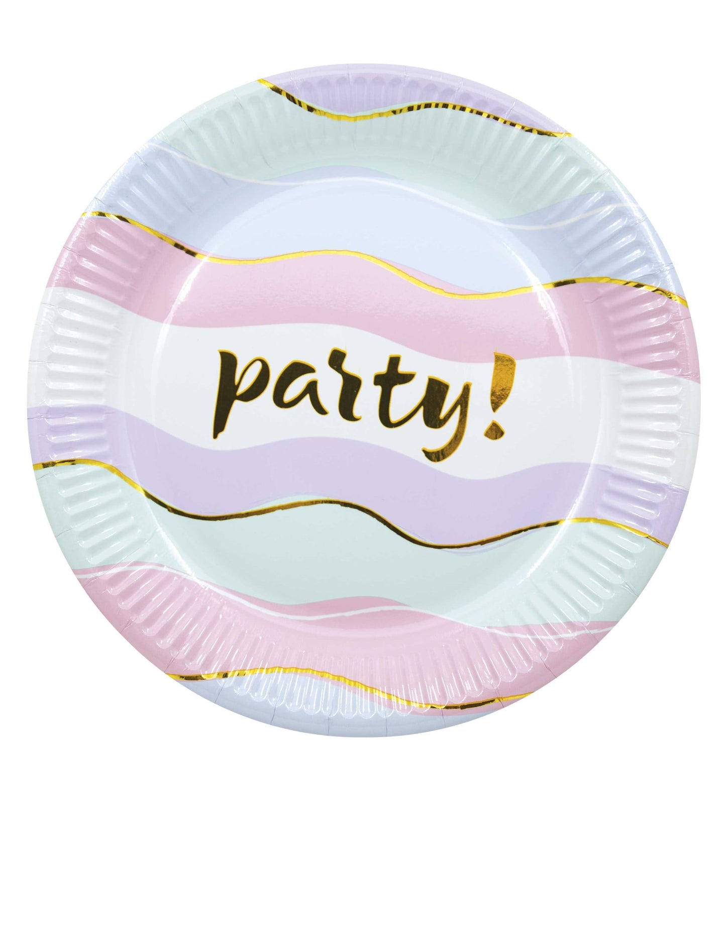 Assiettes en carton Elegant Party pour fête pastel à vagues dorées