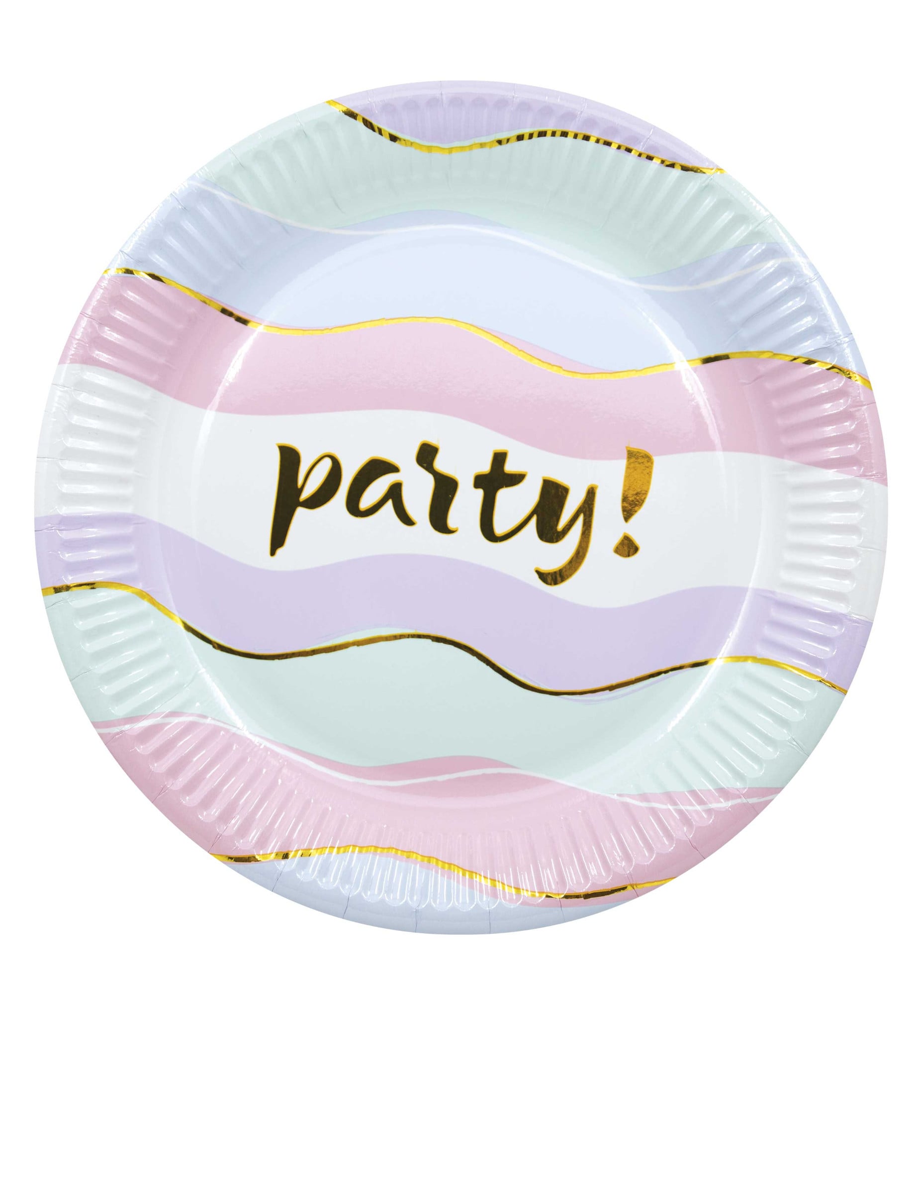Assiettes en carton Elegant Party pour fête pastel à vagues dorées