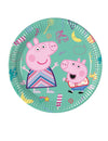 Petites assiettes en carton Peppa Pig pour enfant vert menthe avec Peppa et George
