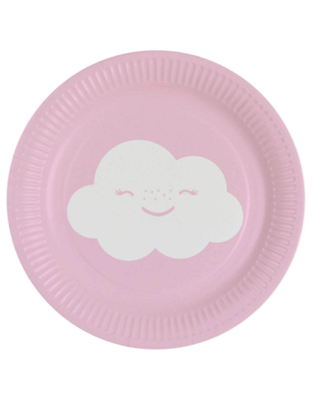 Assiettes en carton petit nuage pour dessert rose et blanc iridescentes