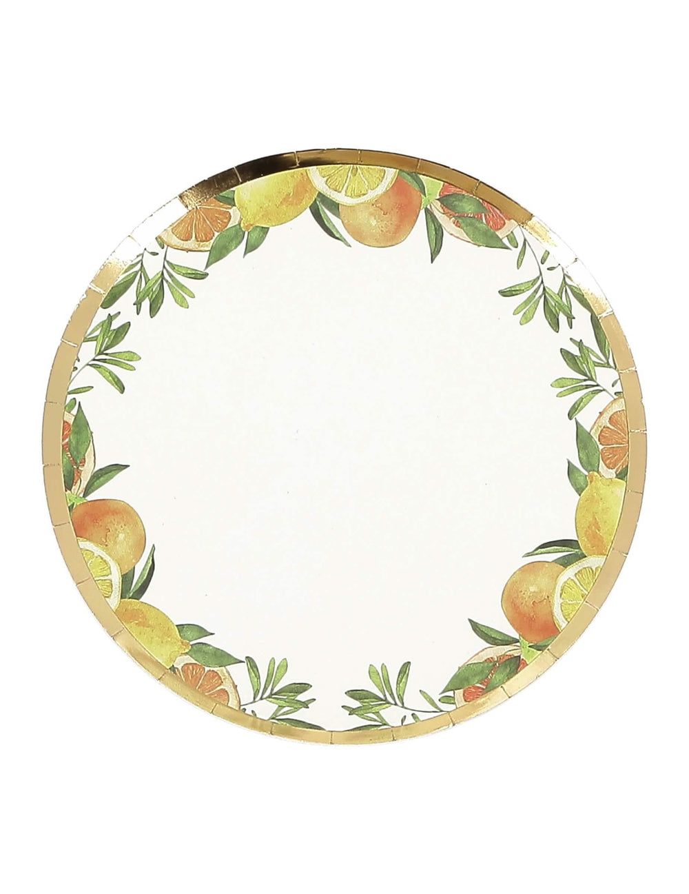Petites assiettes fizz agrume en carton crème orange jaune et or décor fruité