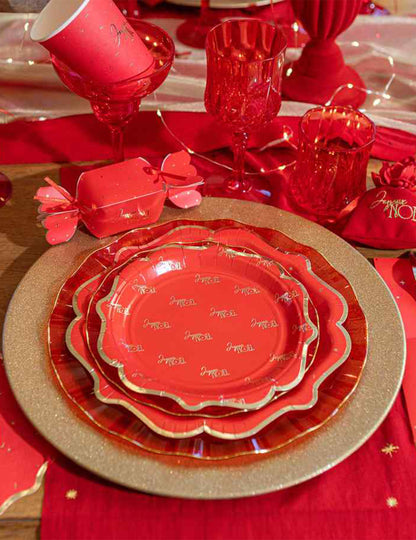 8 kleine Teller Frohe Weihnachten Zeitlos Rot und Gold 18 cm