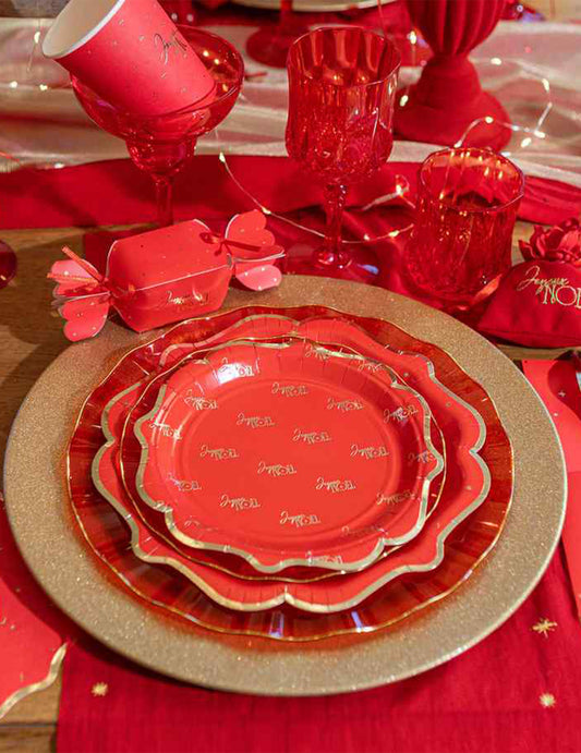 8 kleine Teller Frohe Weihnachten Zeitlos Rot und Gold 18 cm