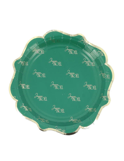 8 kleine Teller Frohe Weihnachten Klassik Tannengrün und Gold 18 cm