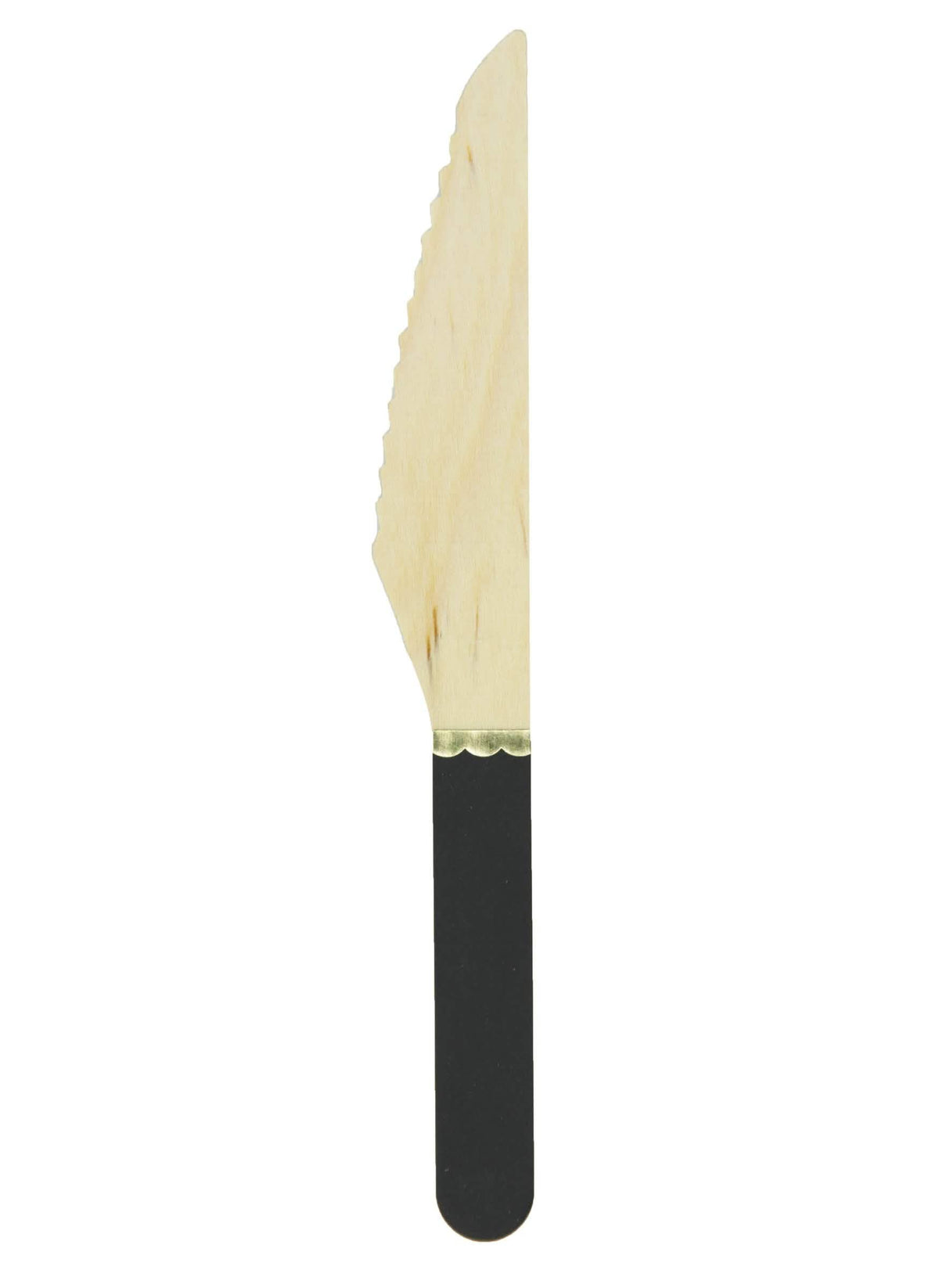 Kleine schwarze Holzmesser für Partys mit Goldrand