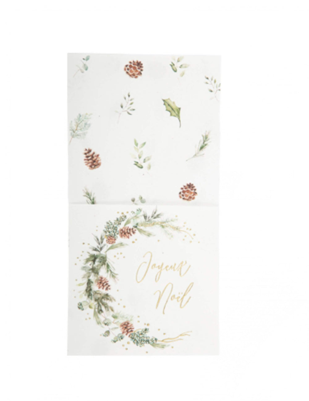 Porte-couverts forêt enchantée joyeux Noël pour décoration de table blanc avec motifs végétaux