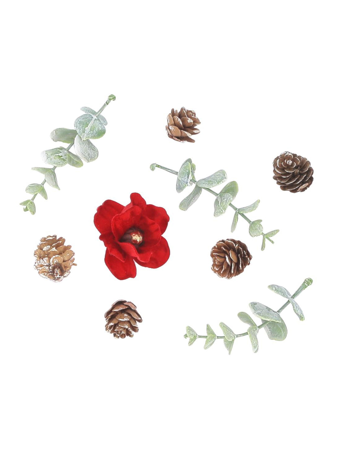 9er-Set Tischdeko Élégance aus Samt - Rot und Grün - 2 bis 8,5 cm
