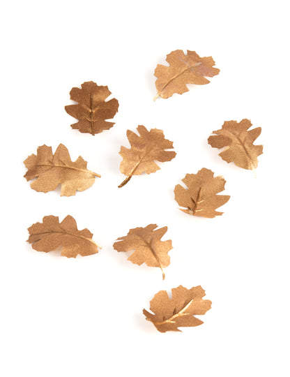 Feuilles de chêne en tissu métallisé pour décoration dorées