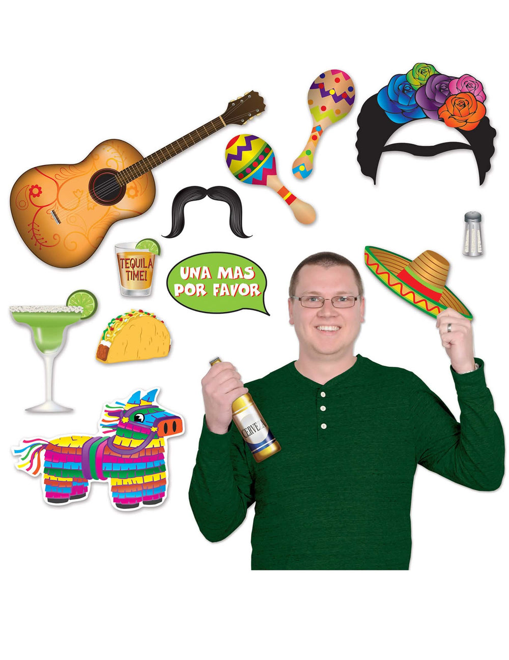 Photobooth-Kit Thema Mexiko für Erwachsene 13-teilig mehrfarbig