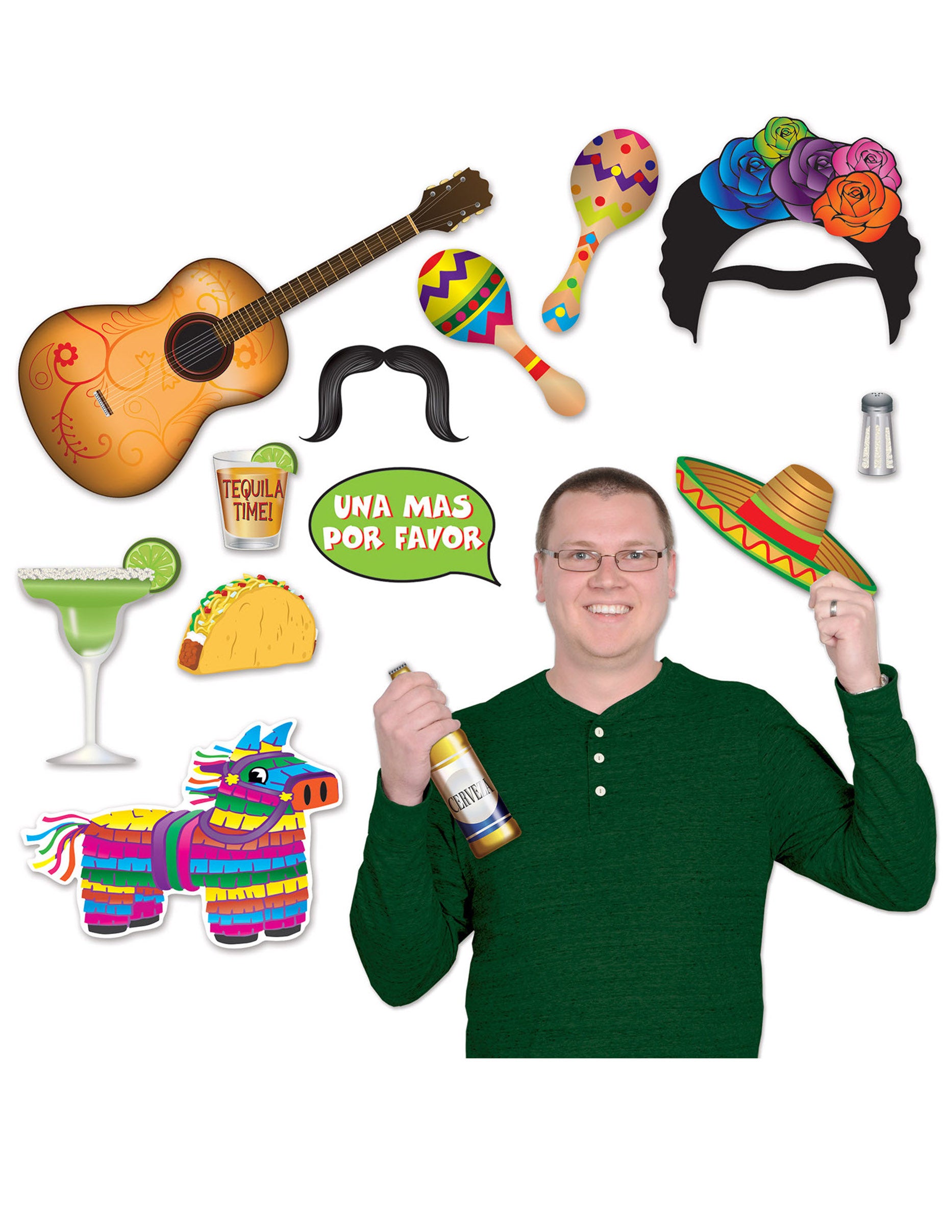Kit photobooth thème Mexique pour adulte 13 pièces multicolores