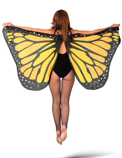 Ailes de papillon pour adulte orange avec motifs noirs et blancs