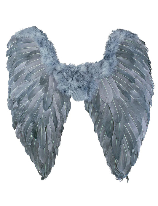 Düstere Engelsflügel Kostüm-Accessoire Halloween grau 65 x 65 cm